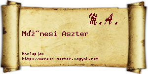 Ménesi Aszter névjegykártya